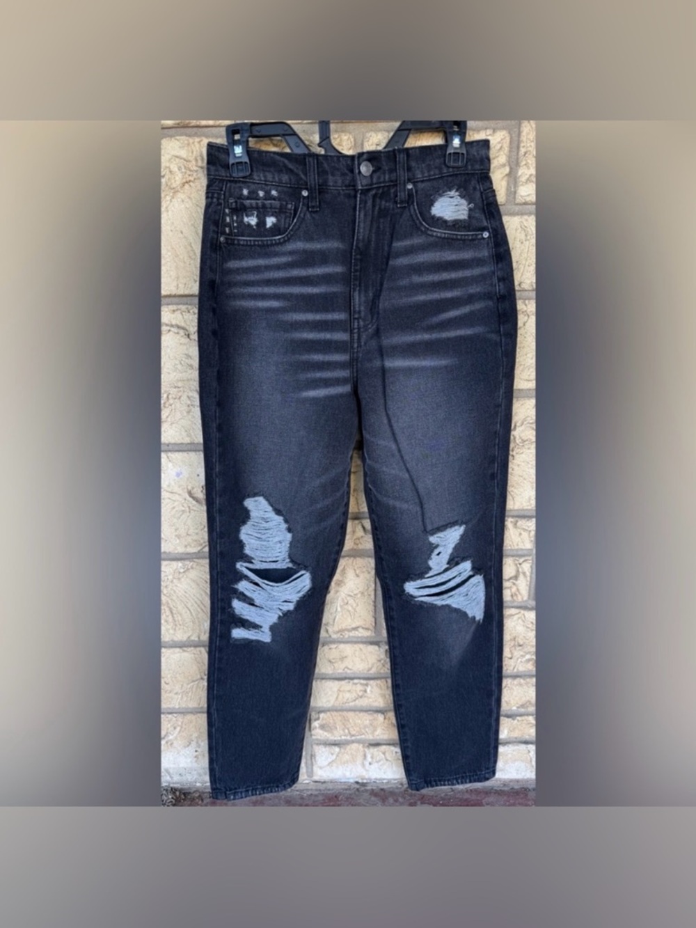 RSQ Black / Gray Distressed 90’s Jeans Size 27